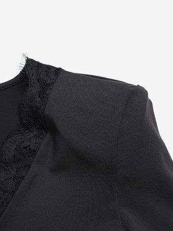 レーストリム 長袖 Vネック ボディコン ミニ パーティードレス レディース 2026