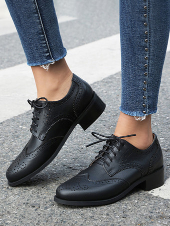 レディースオックスフォードシューズ ラウンドトゥ レースアップ カジュアルシューズ