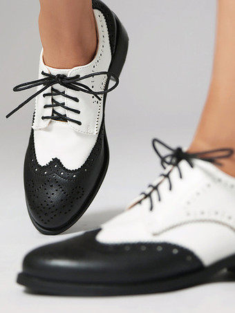 レディースオックスフォードシューズ ラウンドトゥ レースアップ カジュアルシューズ