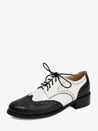 レディースオックスフォードシューズ ラウンドトゥ レースアップ カジュアルシューズ