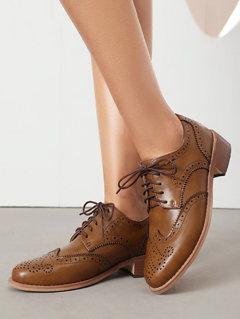 レディースオックスフォードシューズ ラウンドトゥ レースアップ カジュアルシューズ