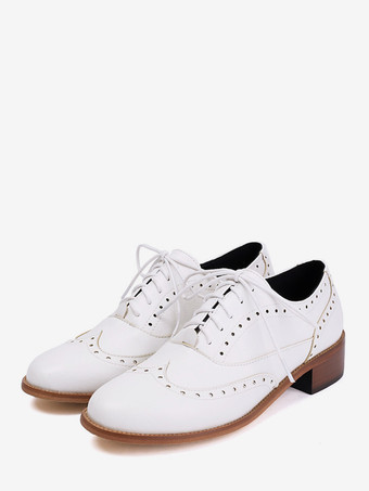 レディースオックスフォードシューズ ラウンドトゥ レースアップ カジュアルシューズ