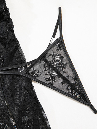 ロングナイトガウン ブラック 花柄 透け感 メッシュ マキシドレス ハイスリット レース セクシーランジェリー