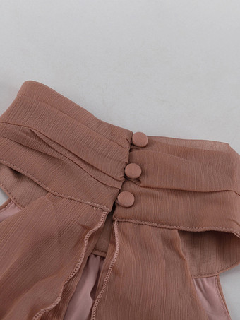 ハイネック、コールドショルダー、フリル、レイヤード、ランタンスリーブ、ミニドレス（レディース）2026