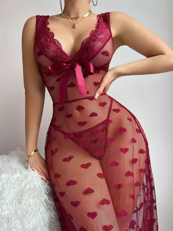 sexy burgundy lingerie Burgundy Two-Tone Lace Open Shoulder Velour Sexy Teddies For Women Lingerie main image 1
