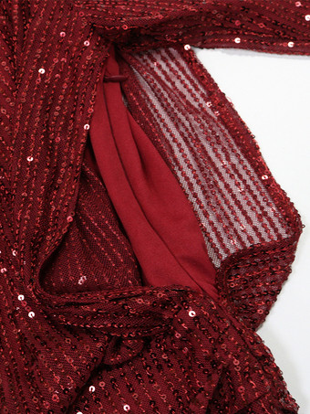 Mini abito da festa a maniche lunghe con paillettes e arricciature per donna 2026