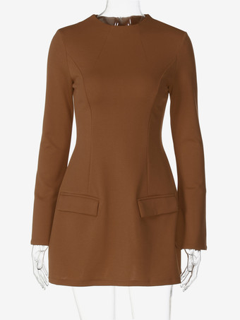 Mini abito aderente minimalista a maniche lunghe per donna 2026