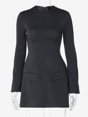 Mini abito aderente minimalista a maniche lunghe per donna 2026