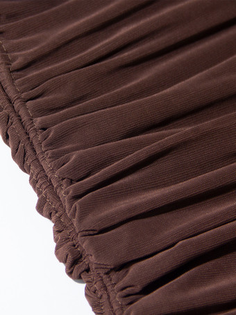 Mini abito aderente con scollo quadrato maniche a lanterna trasparenti e arricciature per donna 2026