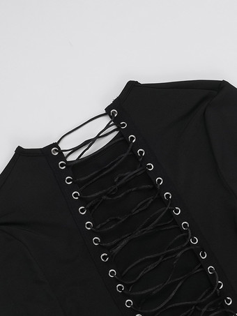 フロントレースアップロングスリーブセクシーボディコンクラブミニドレス（レディース2026年）