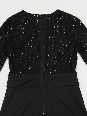 Tuta da festa a gamba larga con scollo a V e cintura a righe con paillettes per donna 2026