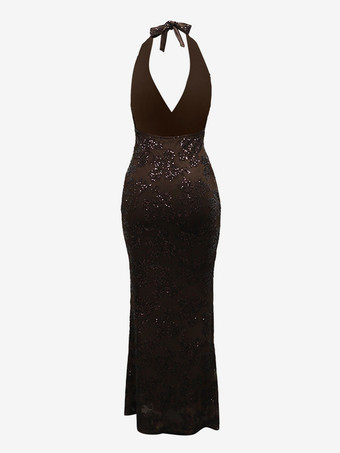 深めのVネック、スパンコール、花柄、ホルターネック、バックレス、ボディコン、マキシ丈ドレス（レディース、2026年）