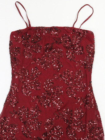 スパンコール付きフローラル刺繍入りシアーヘムボディコンマキシドレス（レディース）2026