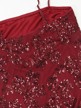 スパンコール付きフローラル刺繍入りシアーヘムボディコンマキシドレス（レディース）2026