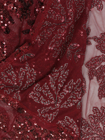 スパンコール付きフローラル刺繍入りシアーヘムボディコンマキシドレス（レディース）2026