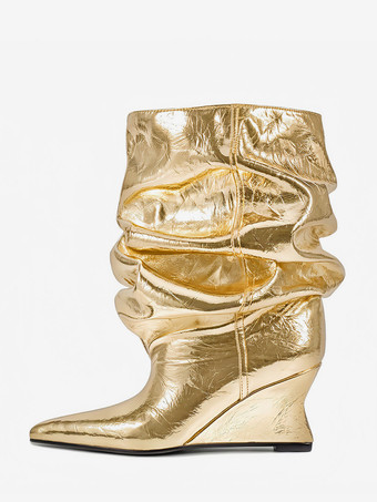 Botines de mujer con punta puntiaguda y tacón de cuña