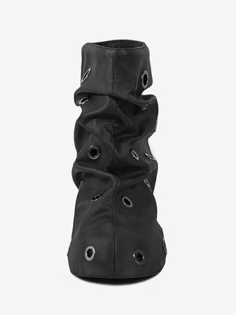 レディース アンクルブーツ ラウンドトゥ メタルディテール フラットブーティ