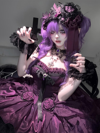 ゴシックロリータドレス 赤 黒 スイートハート ストラップレス フリル リボン ショートロリータドレス