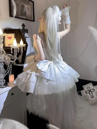 ゴシックロリータドレス スパゲッティフリルフラワーレースアップショートゴシックロリータドレス