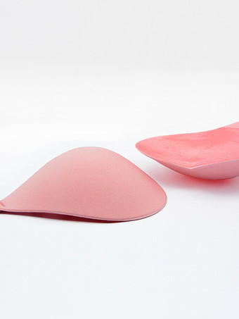 Sujetador push-up de silicona con forma de corazón sin tirantes con botones triangulares acrílicos y bolas color rosa