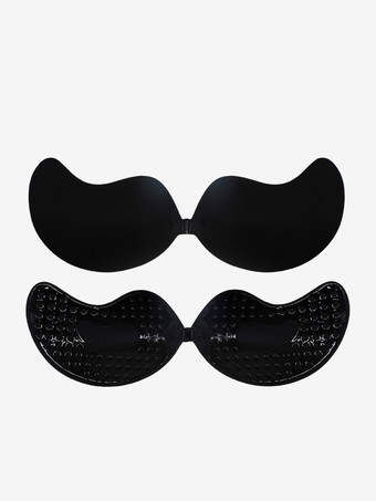 negro Cubrepezones invisibles con cierre frontal y botones sin tirantes para fiesta de graduación