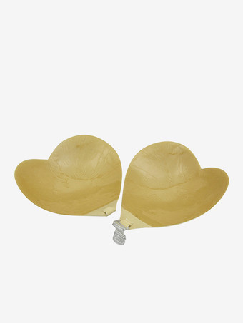 Sujetador push-up de silicona con forma de corazón sin tirantes con botones triangulares acrílicos y bolas color rosa