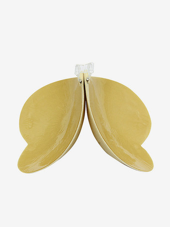 Sujetador push-up de silicona con forma de corazón sin tirantes con botones triangulares acrílicos y bolas color rosa