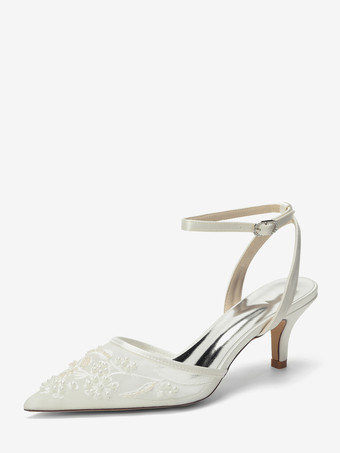 AvorioScarpe da sposa con tacco a gattino punta a punta cinturino alla caviglia