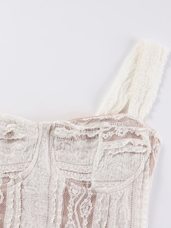 Abito lungo senza maniche in pizzo a sirena con dettaglio bustier per donna 2026