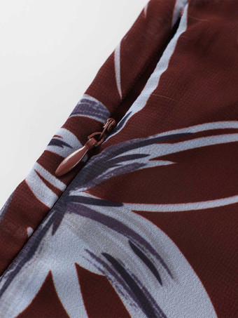 Vestido maxi retro ajustado de manga larga con estampado floral para mujer 2026