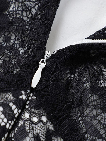 Abito lungo senza maniche con scollo all'americana in pizzo e patchwork a contrasto per donna 2026