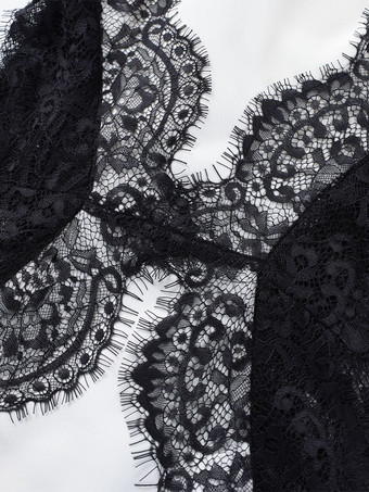 Abito lungo senza maniche con scollo all'americana in pizzo e patchwork a contrasto per donna 2026