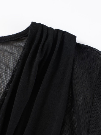 Abito lungo aderente con arricciature maniche lunghe e spalline incrociate sul davanti per donna 2026