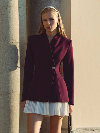 Vestido mini blazer plisado de manga larga con patchwork para mujer 2026