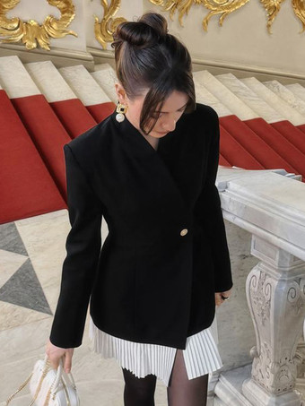 Vestido mini blazer plisado de manga larga con patchwork para mujer 2026