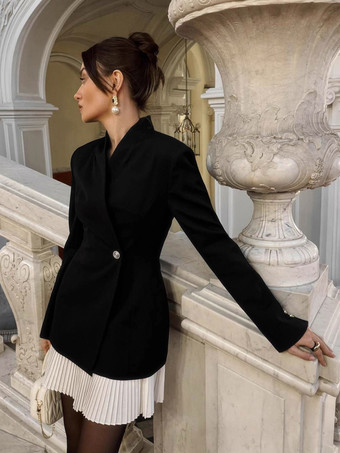 Vestido mini blazer plisado de manga larga con patchwork para mujer 2026