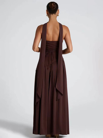 Abito lungo da festa senza spalline con design asimmetrico e sciarpa per donna 2026