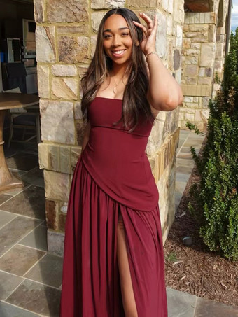 Abito lungo da festa senza spalline con design asimmetrico e sciarpa per donna 2026