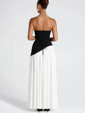 Abito lungo da festa senza spalline con design asimmetrico e sciarpa per donna 2026