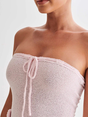 Mini abito in maglia senza spalline con stampa floreale 3D per donna 2026