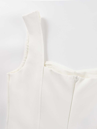 Vestido corto blanco sin mangas con vuelo en forma de A para mujer 2026