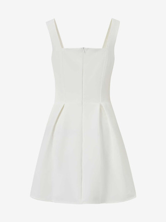 Vestido corto blanco sin mangas con vuelo en forma de A para mujer 2026