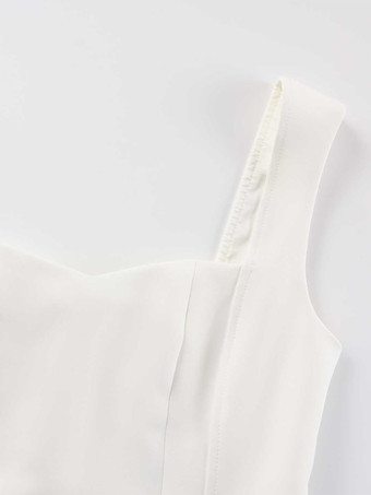 Vestido corto blanco sin mangas con vuelo en forma de A para mujer 2026