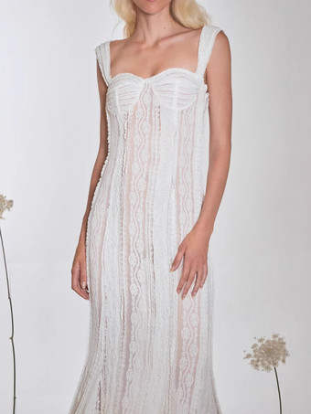 Abito lungo senza maniche in pizzo a sirena con dettaglio bustier per donna 2026