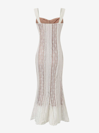 Abito lungo senza maniche in pizzo a sirena con dettaglio bustier per donna 2026