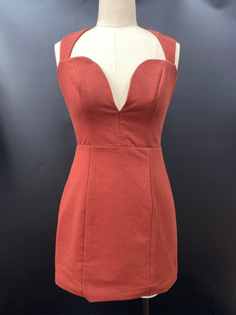 Vestido mini ajustado con escote en V profundo y tirantes geométricos para mujer 2026