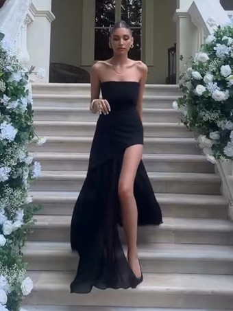 negro Vestido largo sin mangas con cuello halter capas y dobladillo irregular para mujer 2026