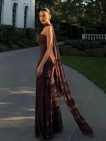 Vestido largo sin mangas con cuello halter capas y dobladillo irregular para mujer 2026