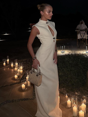 Vestido largo ajustado sin mangas con abertura en la boca de cerradura para mujer 2026