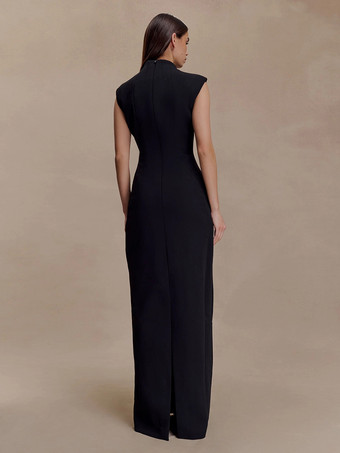 Vestido largo ajustado sin mangas con abertura en la boca de cerradura para mujer 2026